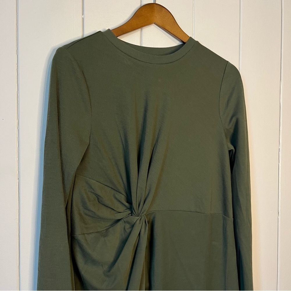 MNG Green Long Sleeve Ribbed Dress. Size 6. - Picture 2 of 7